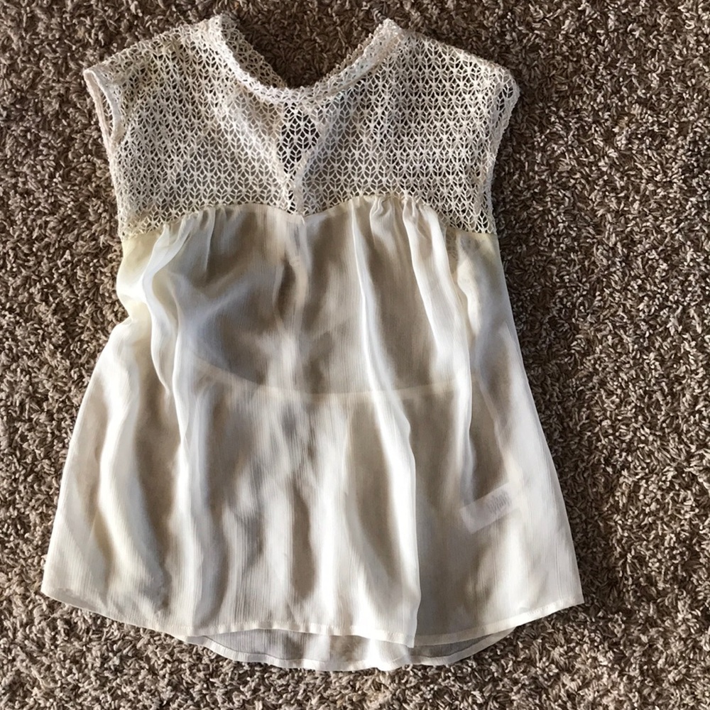 Cream colored crochet and chiffon blouse!